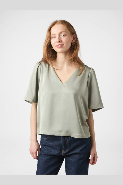 Neo Noir - Largo Heavy Sateen Blouse 160108 - 627 - Smoke Green