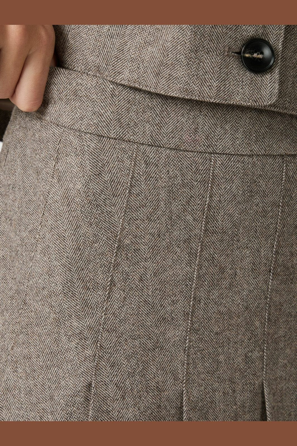 Neo Noir - Laurina Herringbone Skirt 165879 - 306 - Dusty Brown