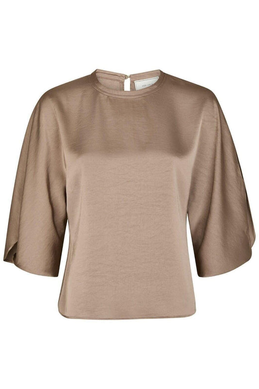 Neo Noir - Liora Heavy Sateen Blouse 165567 - 811 - Dark Taupe