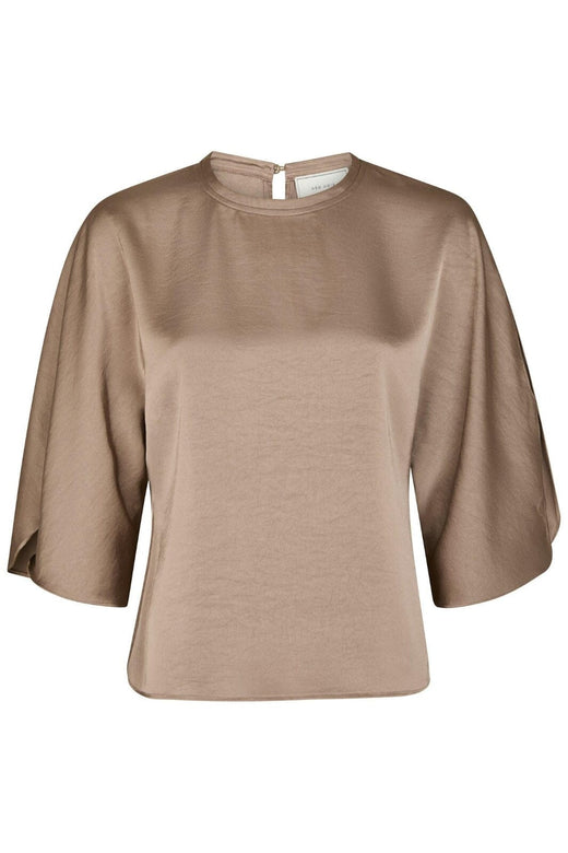 Neo Noir - Liora Heavy Sateen Blouse 165567 - 811 - Dark Taupe