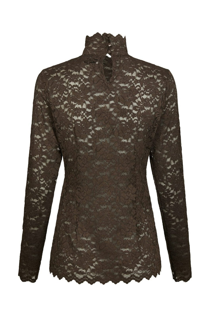 Neo Noir - Liza Laceflower Blouse 161473 - 584 - Chocolate Brown