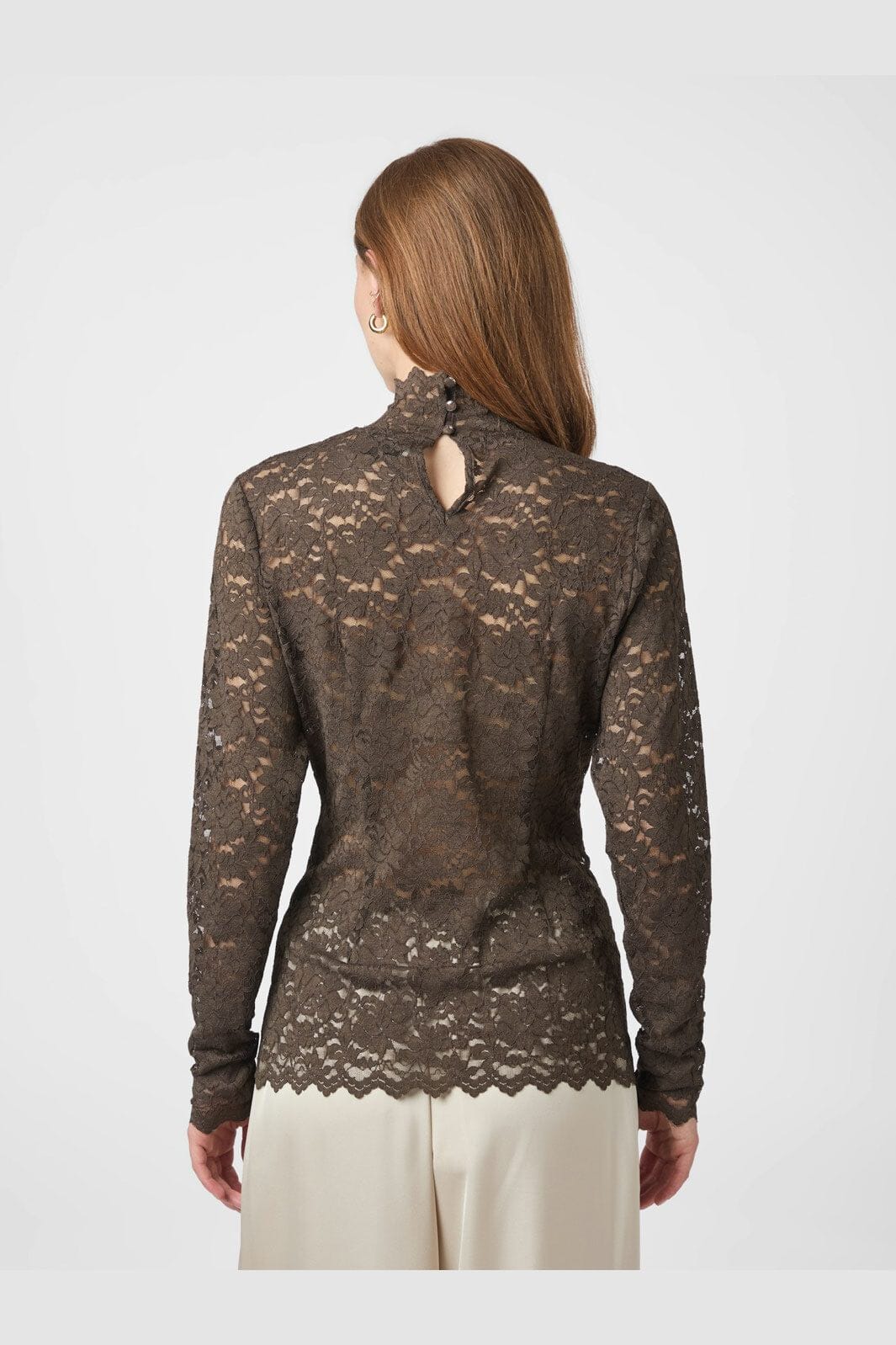 Neo Noir - Liza Laceflower Blouse 161473 - 584 - Chocolate Brown