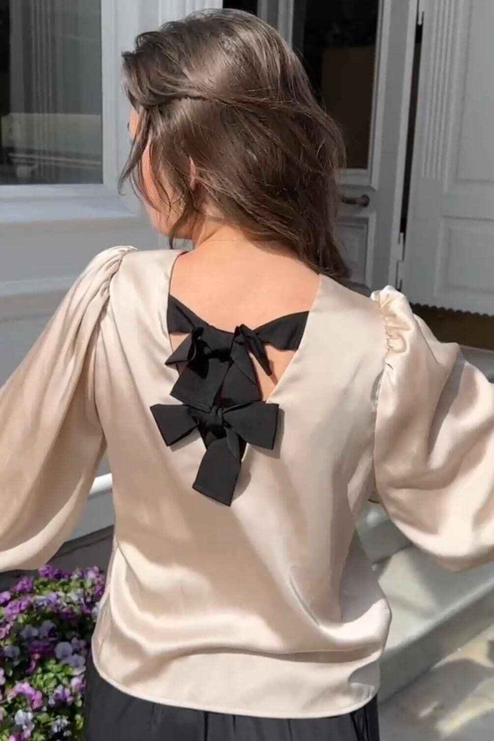 Neo Noir - Lorraine Soft Satin Blouse - Champagne Bluser 