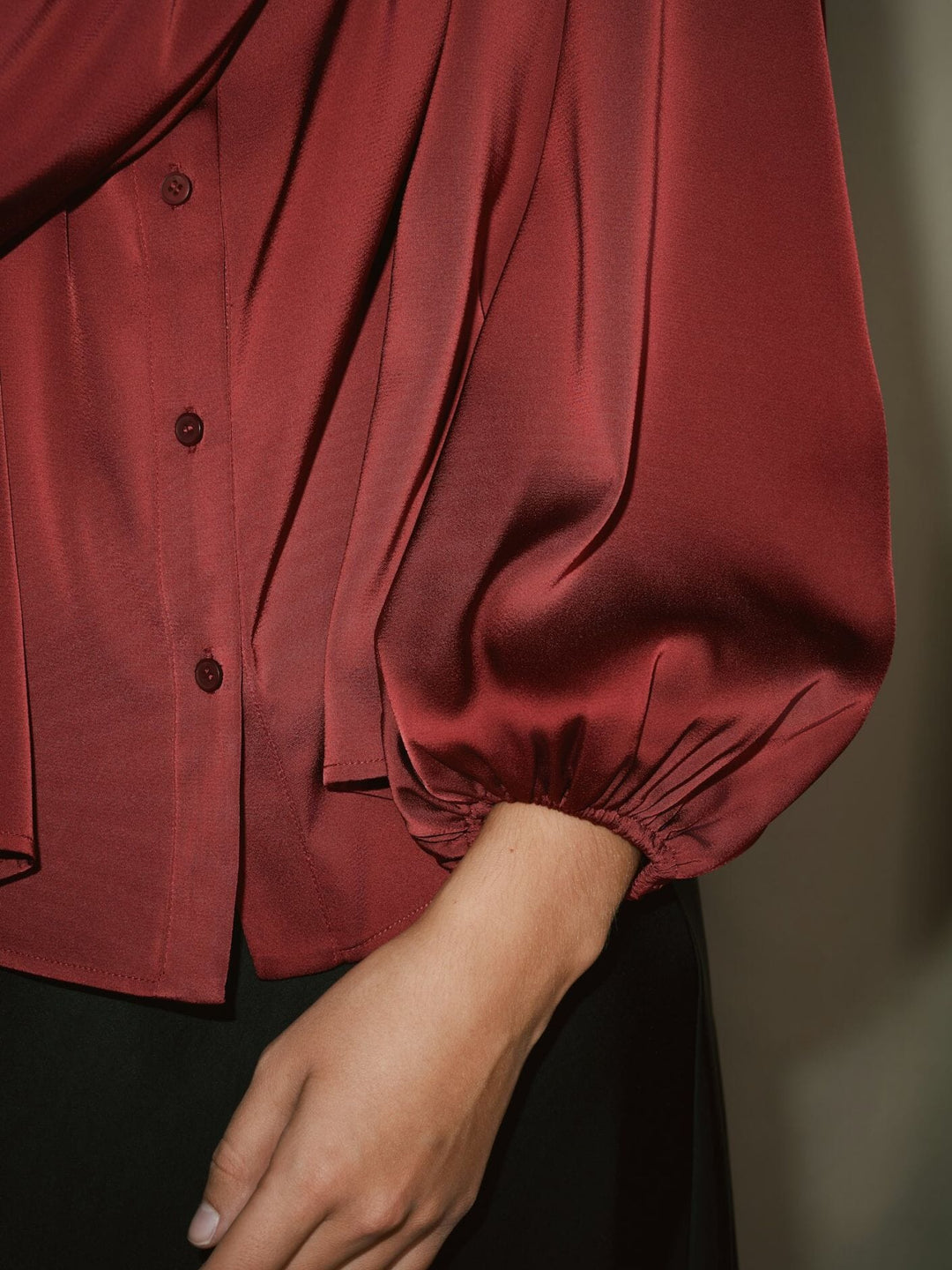 Neo Noir - Lunell Drapy Satin Blouse 171660 - 682 - Wine Bluser 