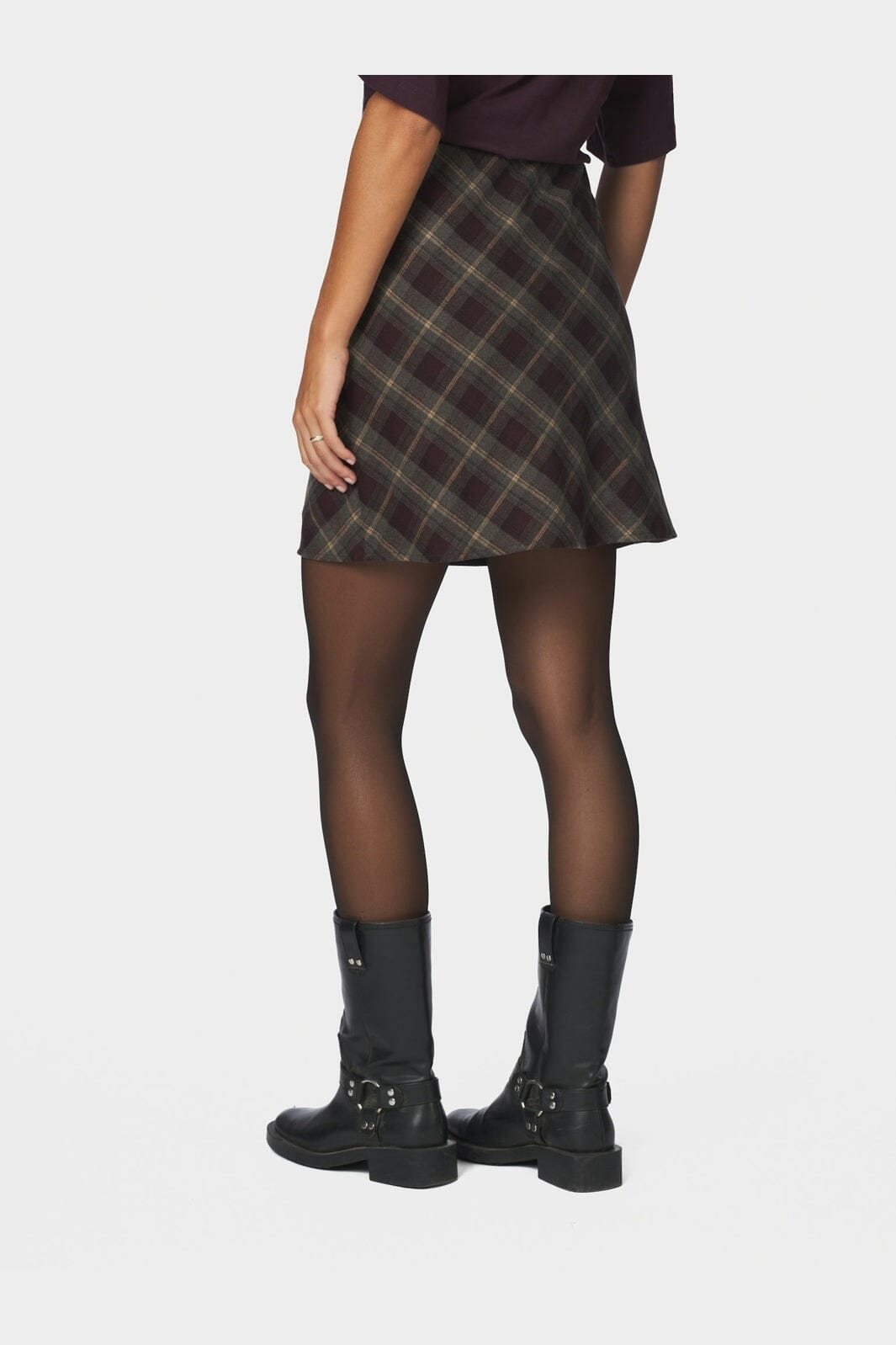 Neo Noir - Lunna Check Skirt 165705 - 182 - Plum