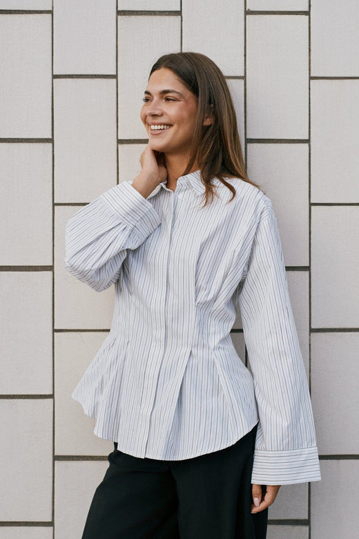 Neo Noir - Lytra Double Stripe Shirt 170120 - 667 - White Stripe Skjorter 