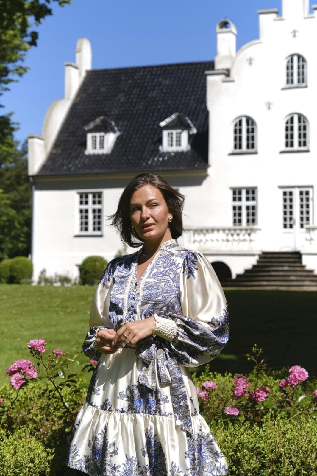 Neo Noir - Malfida Paisley Border Dress 166210 - 348 - Ash Blue Kjoler 