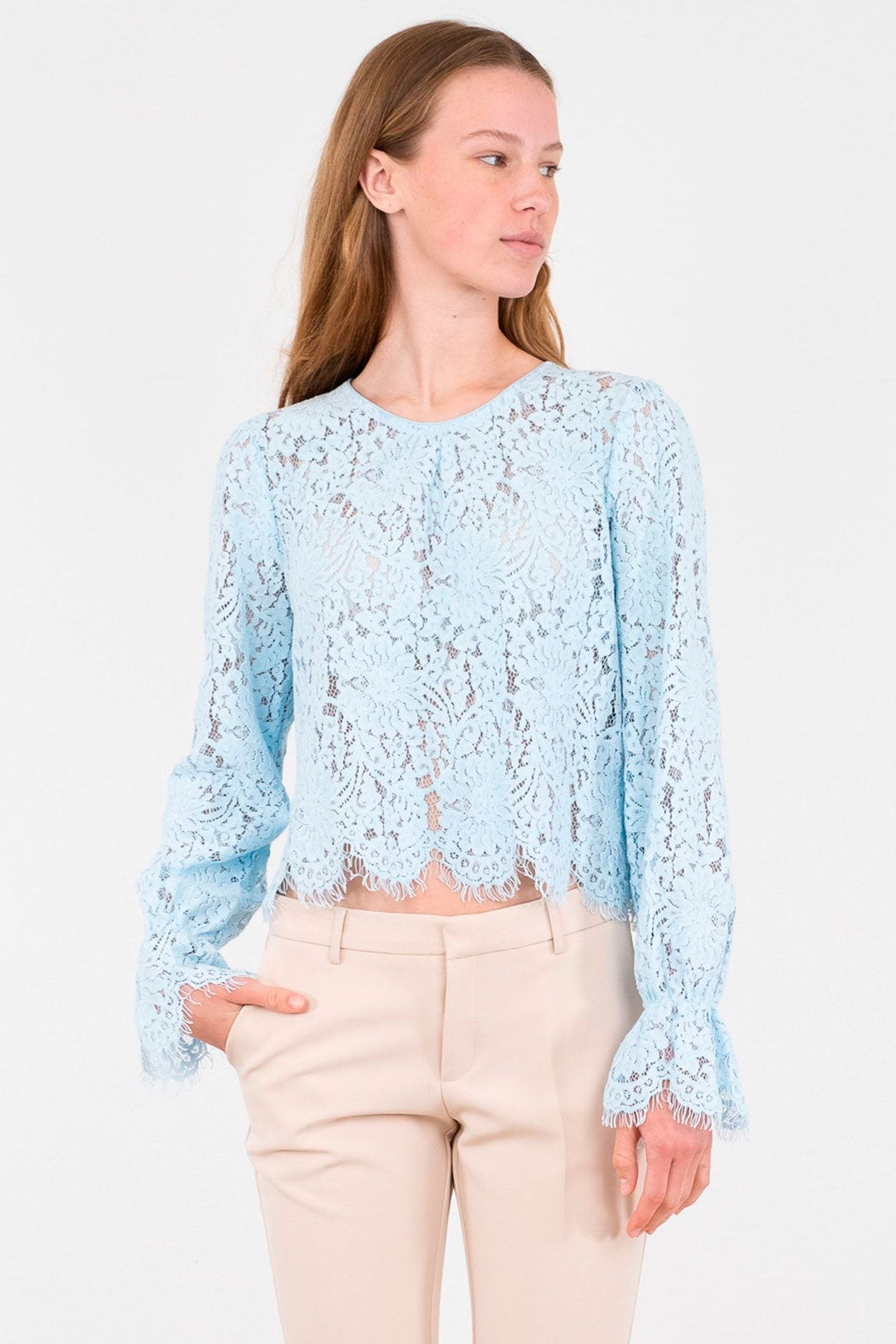 Neo Noir - Manuela Lace Blouse - Light Blue Bluser 