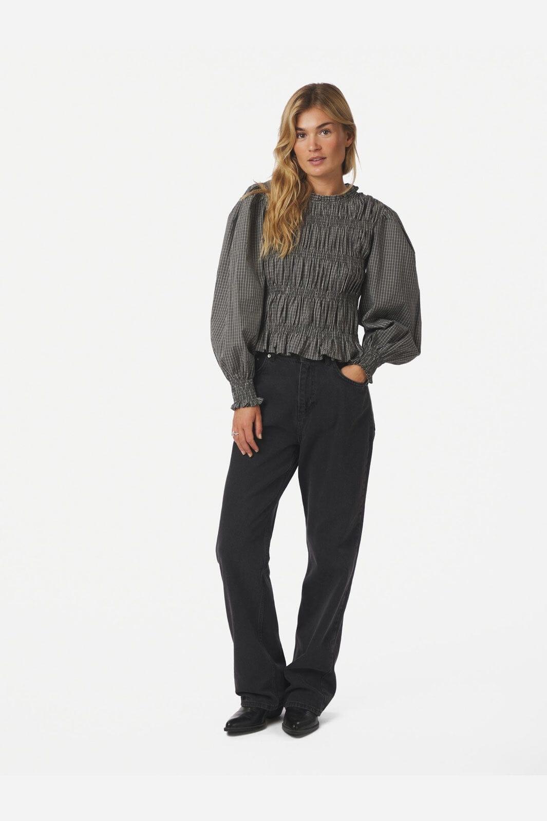 Neo Noir - Marcia Check Blouse 166893 - 132 - Antracit