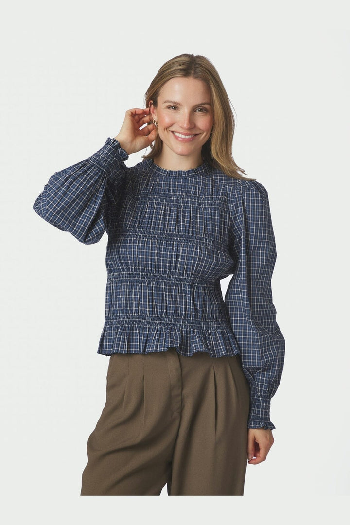 Neo Noir - Marcia Check Blouse 166893 - 140 - Blue