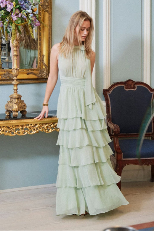 Neo Noir - Marli Solid Chiffon Dress 165640 - 154 - Light Green Kjoler 