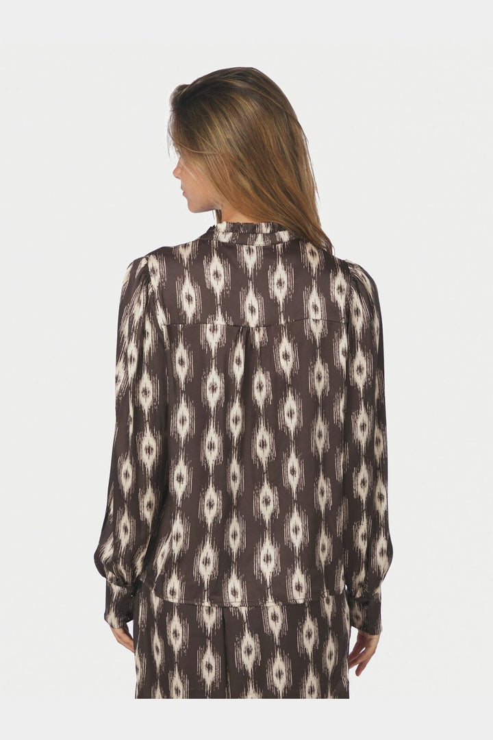 Neo Noir - Massima Ikat Blouse 171182 - 676 - Dark Brown