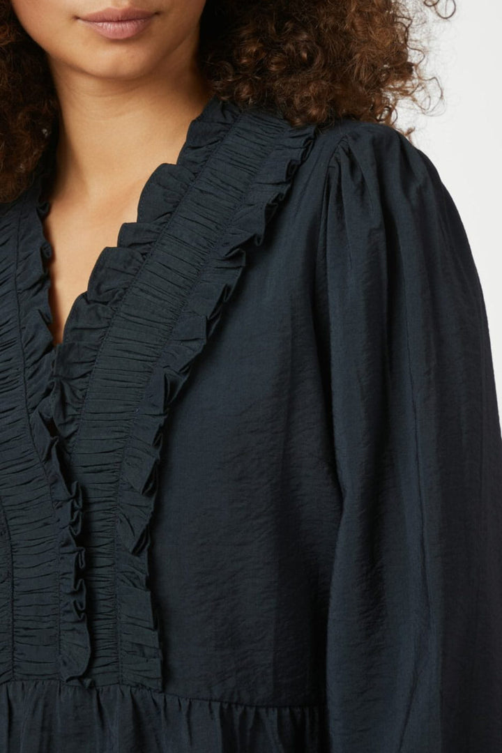 Neo Noir - Melfy Structure Blouse 166695 - 141 - Navy