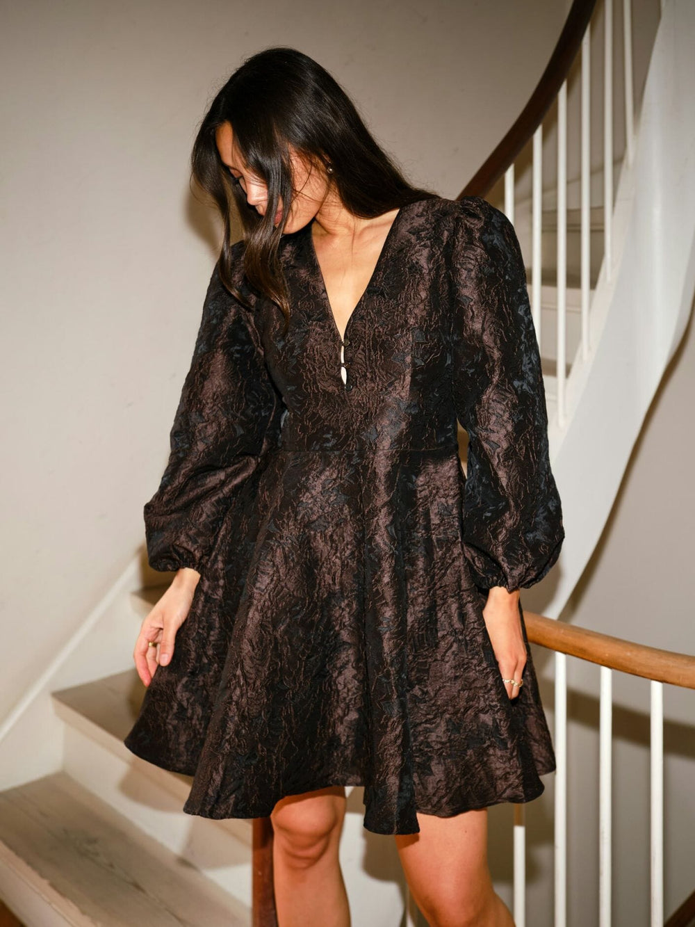 Neo Noir - Milly Brocade Dress 167188 - 676 - Dark Brown Kjoler 