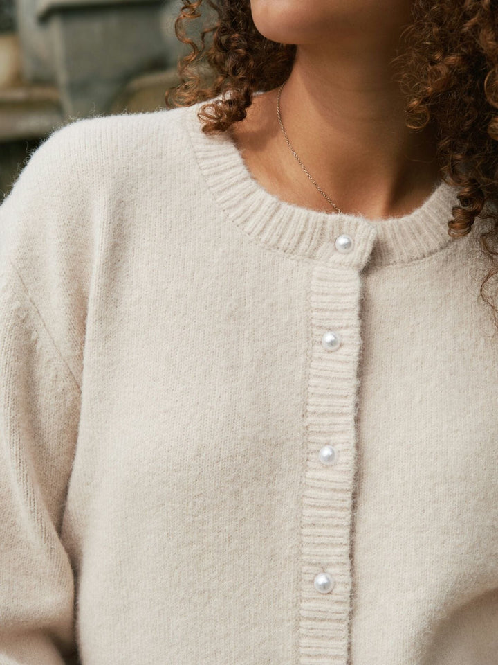 Neo Noir - Mixie Knit Cardigan 164837 - 124 - Ivory Cardigans 