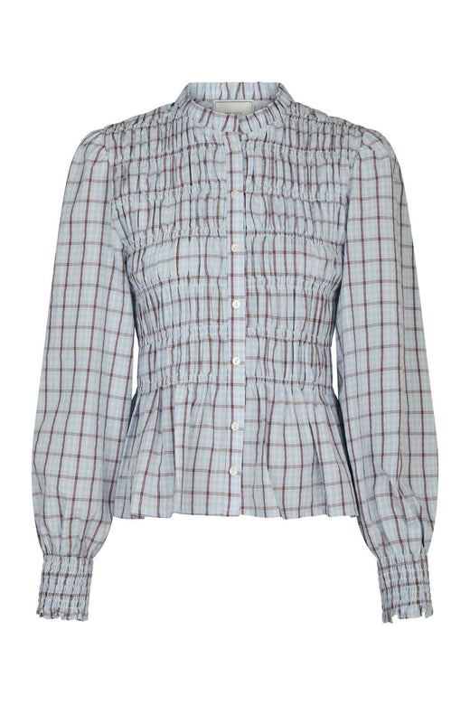Neo Noir - Mocca Smock Check Blouse 166900 - 145 - Light Blue
