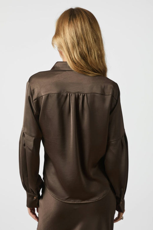 Neo Noir - Naja Satin Shirt 160801 - 676 - Dark Brown