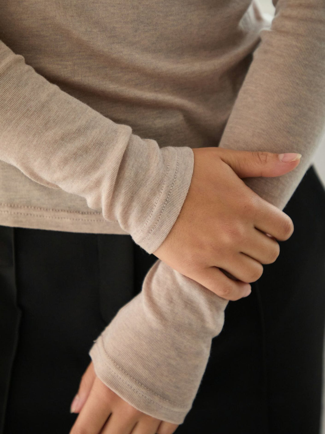 Neo Noir - Nella Fine Rib Blouse 167271 - 976 - Beige Melange Bluser 