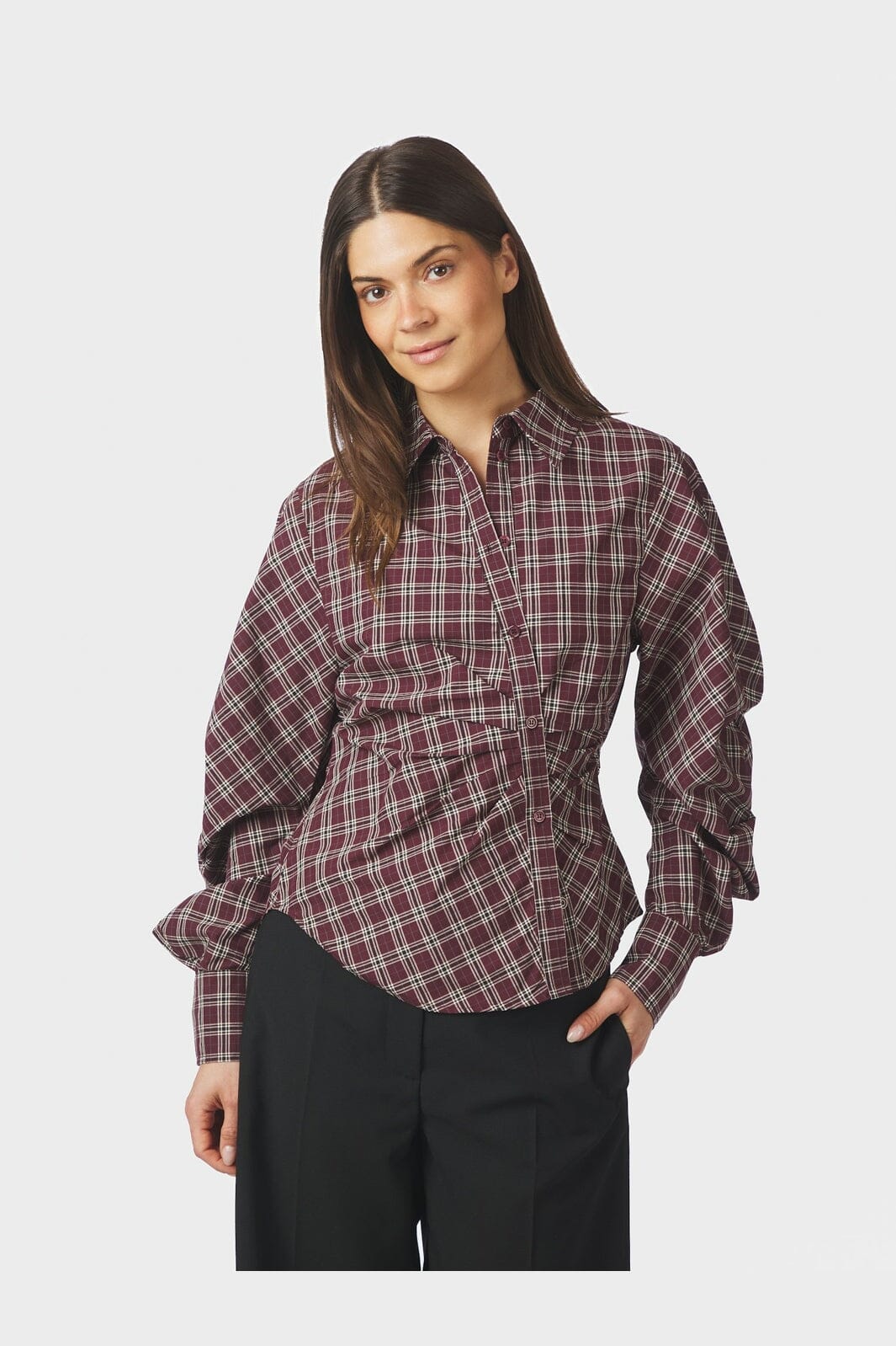 Neo Noir - Neoella Medium Check Shirt 168469 - 182 - Plum