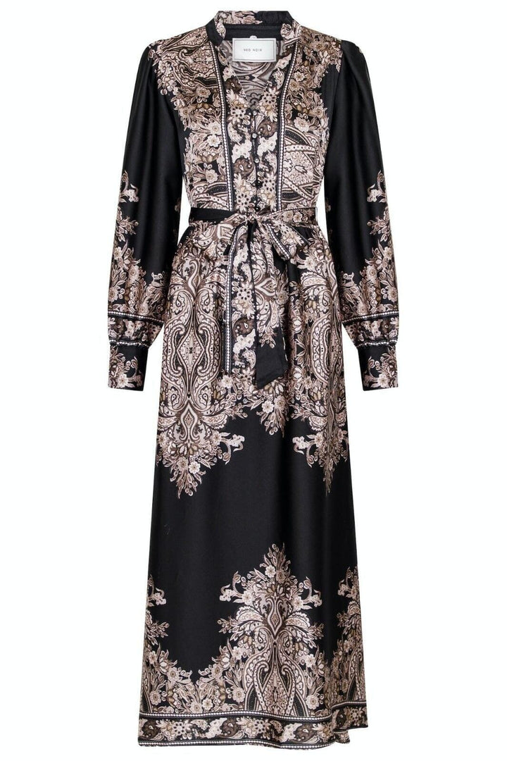 Forudbestilling - Neo Noir - Nova Paisley Border Dress - Black Kjoler 