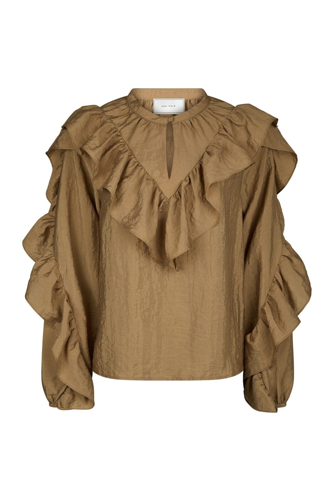 Neo Noir - Nula Flounce Crisp Blouse 167525 - 125 - Dark Sand