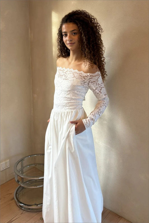 Neo Noir - Ober Long Balloon Skirt 163694 - 120 - White Nederdele 