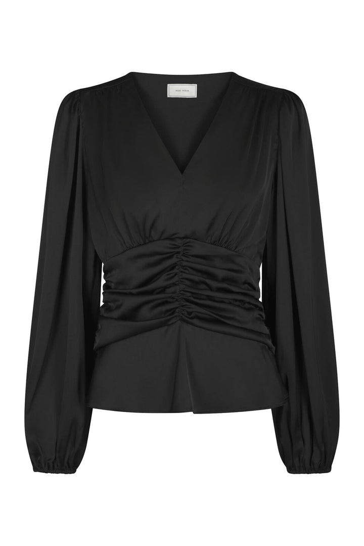 Neo Noir - Pascal Drapy Satin Blouse 171014 - 100 - Black