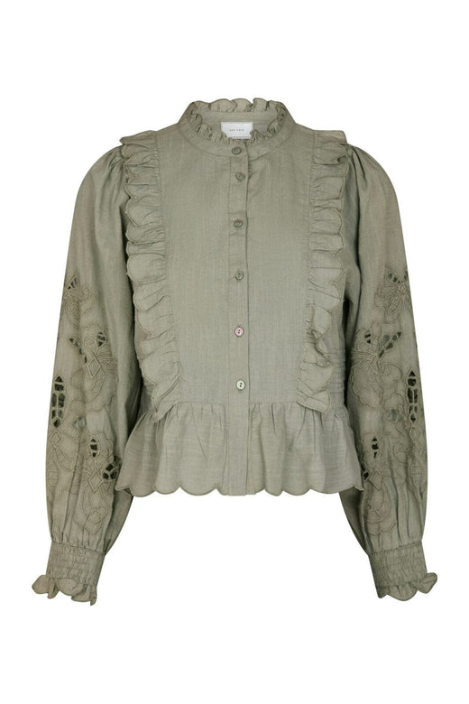 Neo Noir - Petrine Embroidery Blouse 161136 - 627 - Smoke Green
