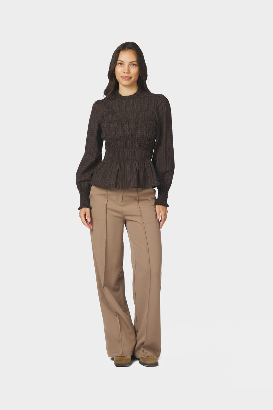 Neo Noir - Possa Big Check Blouse 170764 - 980 - Brown Check