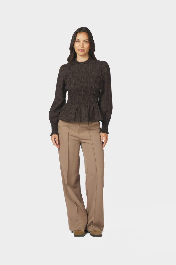 Neo Noir - Possa Big Check Blouse 170764 - 980 - Brown Check