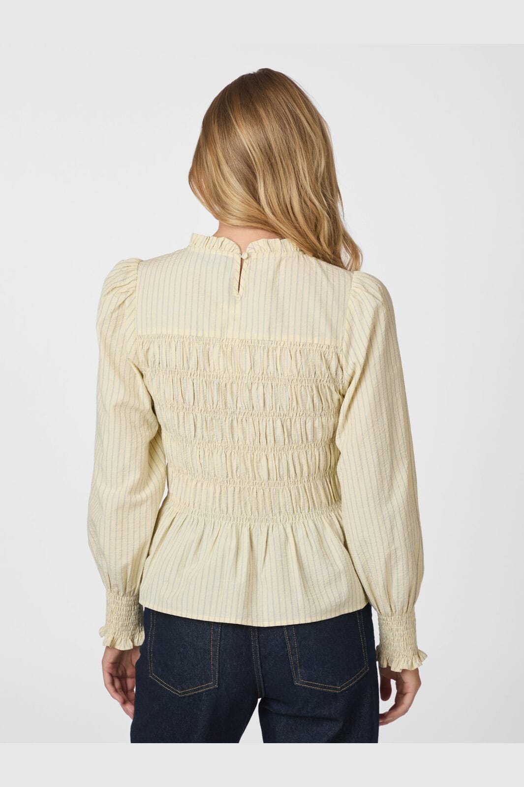 Neo Noir - Possa Crepe Stripe Blouse 166413 - 191 - Light Yellow