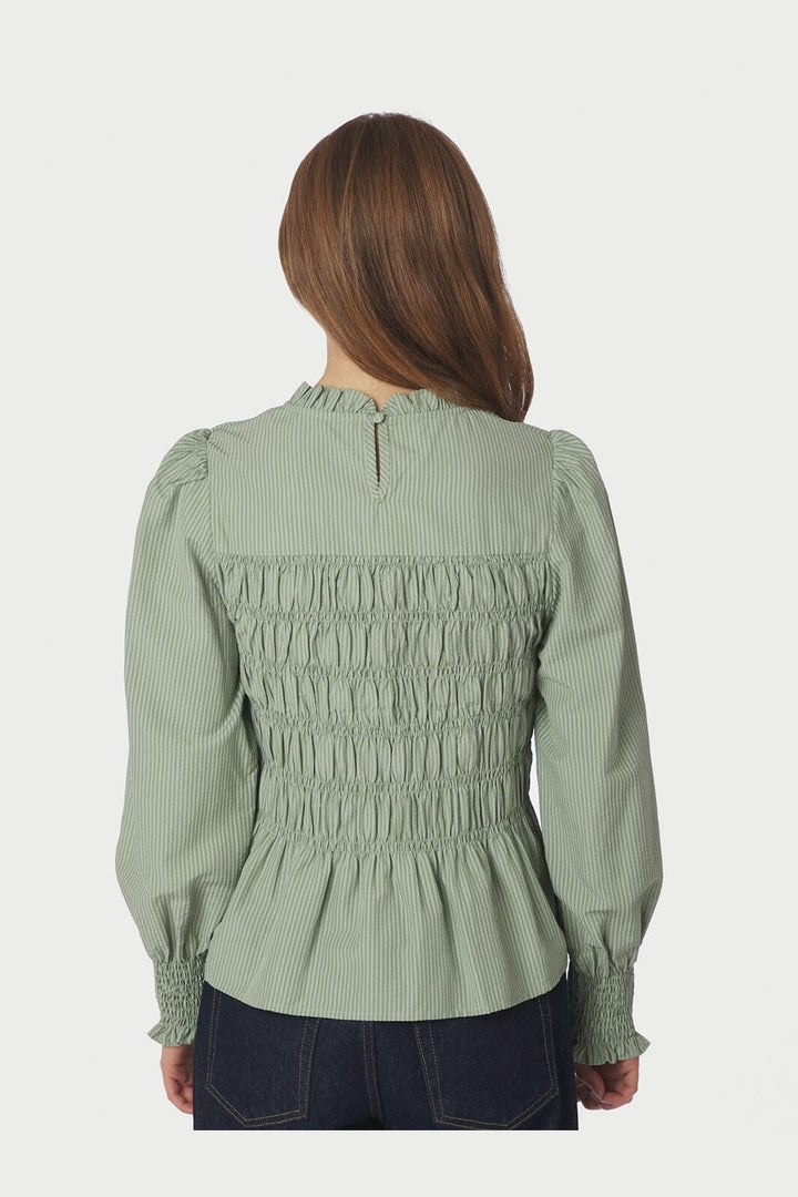 Neo Noir - Possa Stripe Blouse 167260 - 723 - Dusty Green