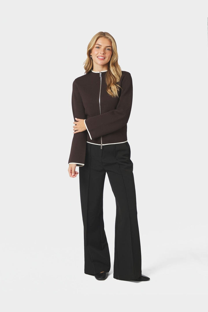 Neo Noir - Quiana Two-Way Zip Knit 170511 - 676 - Dark Brown