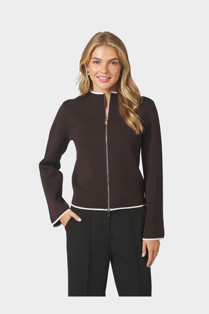 Neo Noir - Quiana Two-Way Zip Knit 170511 - 676 - Dark Brown