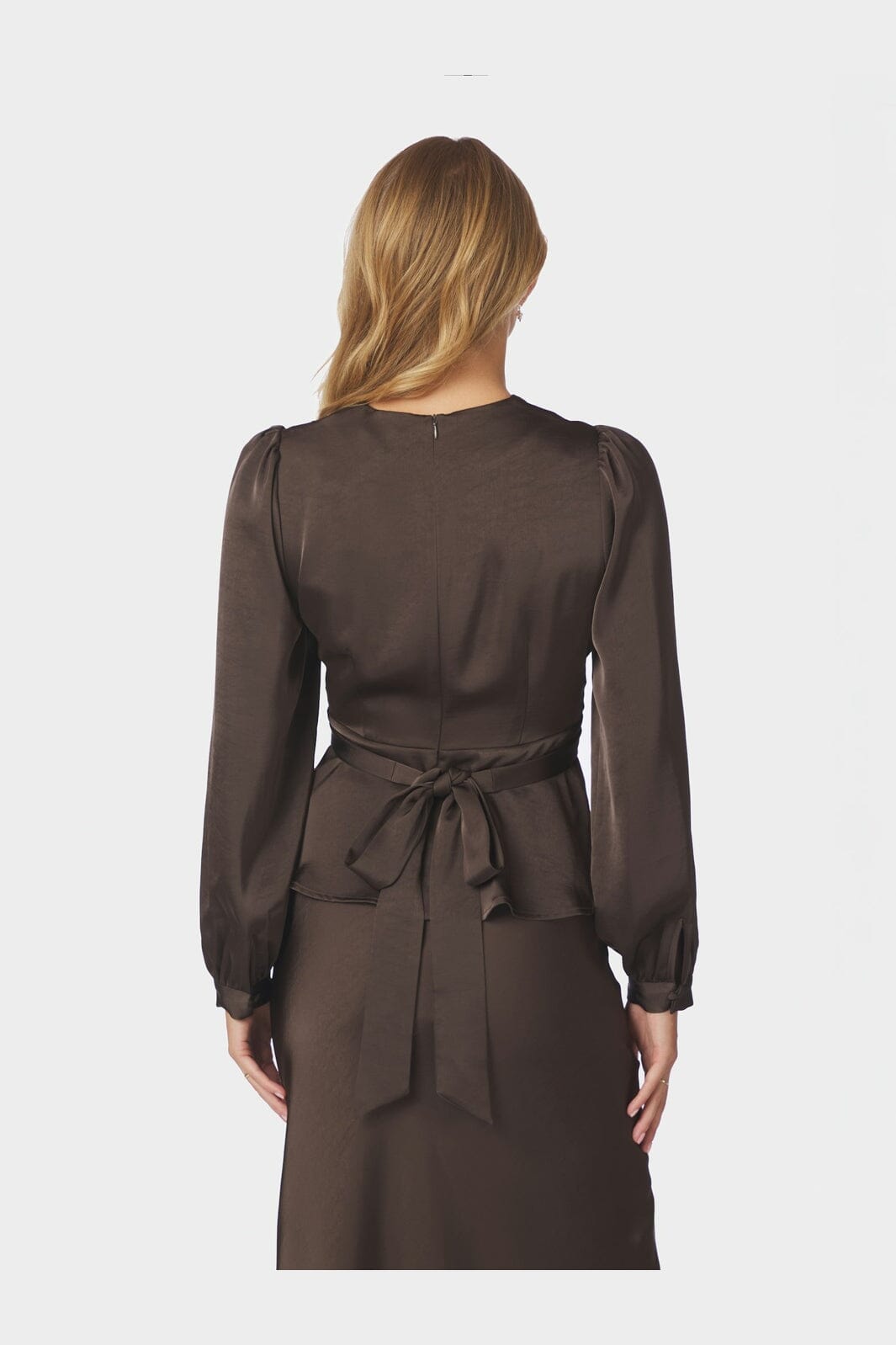 Neo Noir - Rista Heavy Sateen Blouse 164803 - 676 - Dark Brown