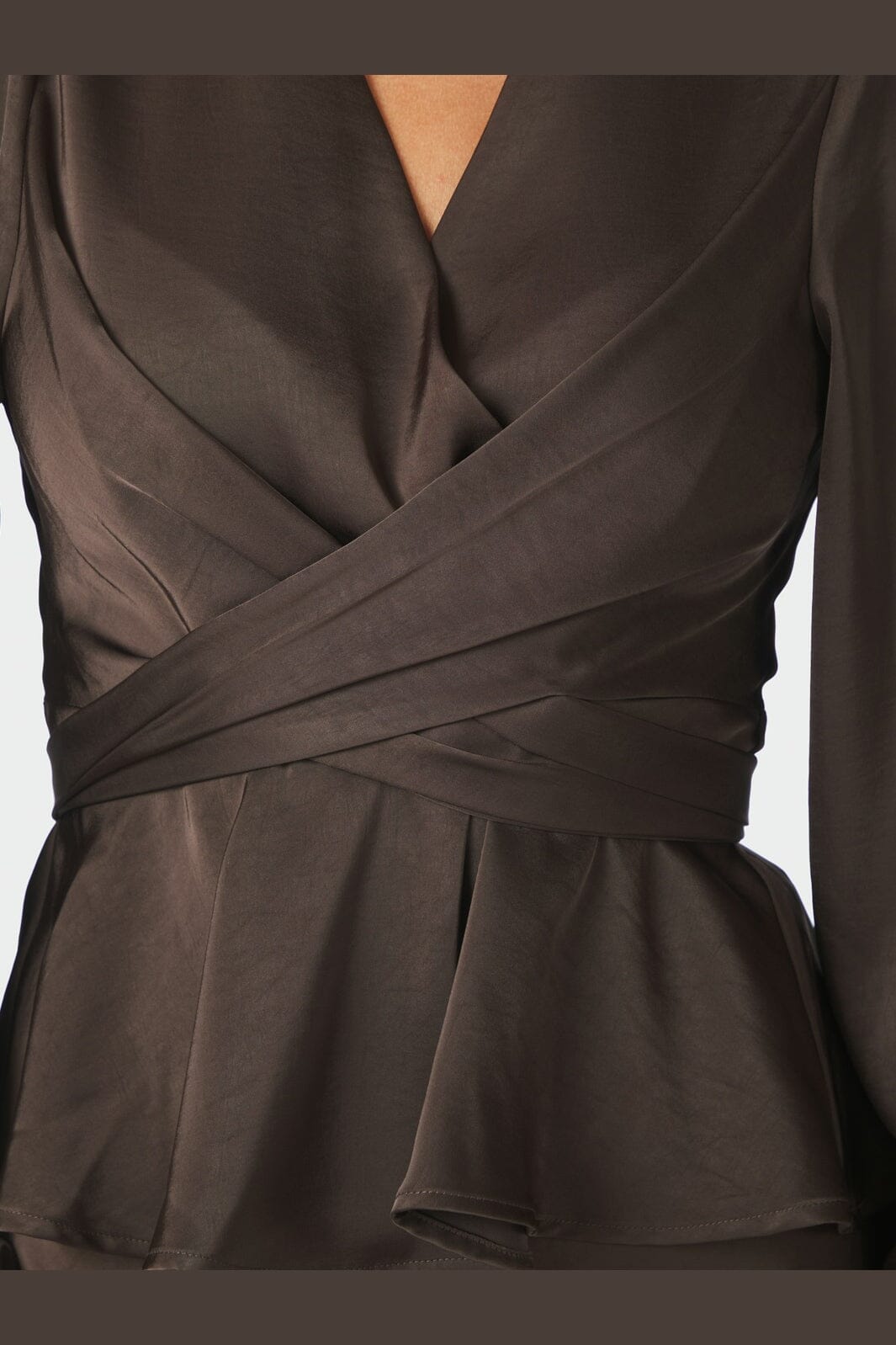 Neo Noir - Rista Heavy Sateen Blouse 164803 - 676 - Dark Brown