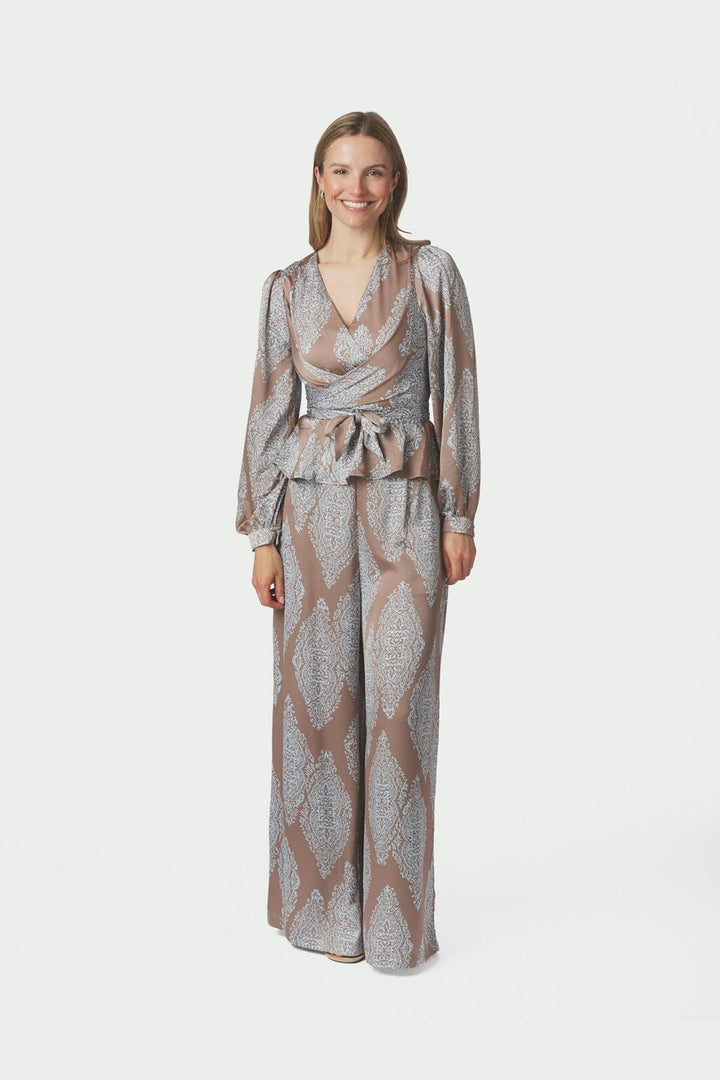 Neo Noir - Rista Paisley Drop Blouse 166208 - 481 - Dark Taupe/Light Blue