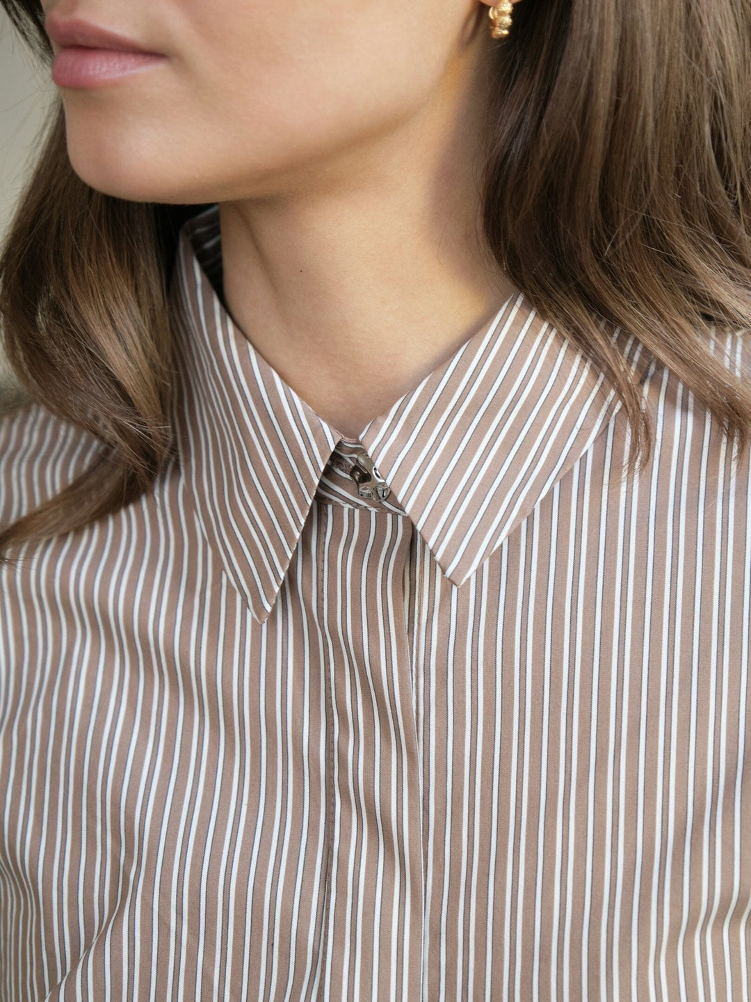 Neo Noir - Ritta Stripe Shirt 167224 - 928 - Light Brown Skjorter 