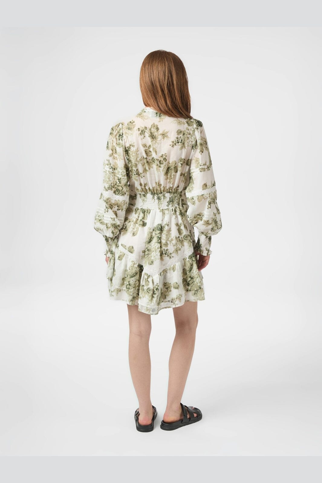 Neo Noir - Roberta Flower Flow Dress 165425 - 340 - Sage Green