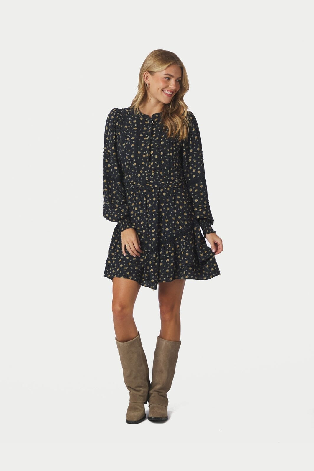 Neo Noir - Roberta Small Flower Dress 170527 - 100 - Black