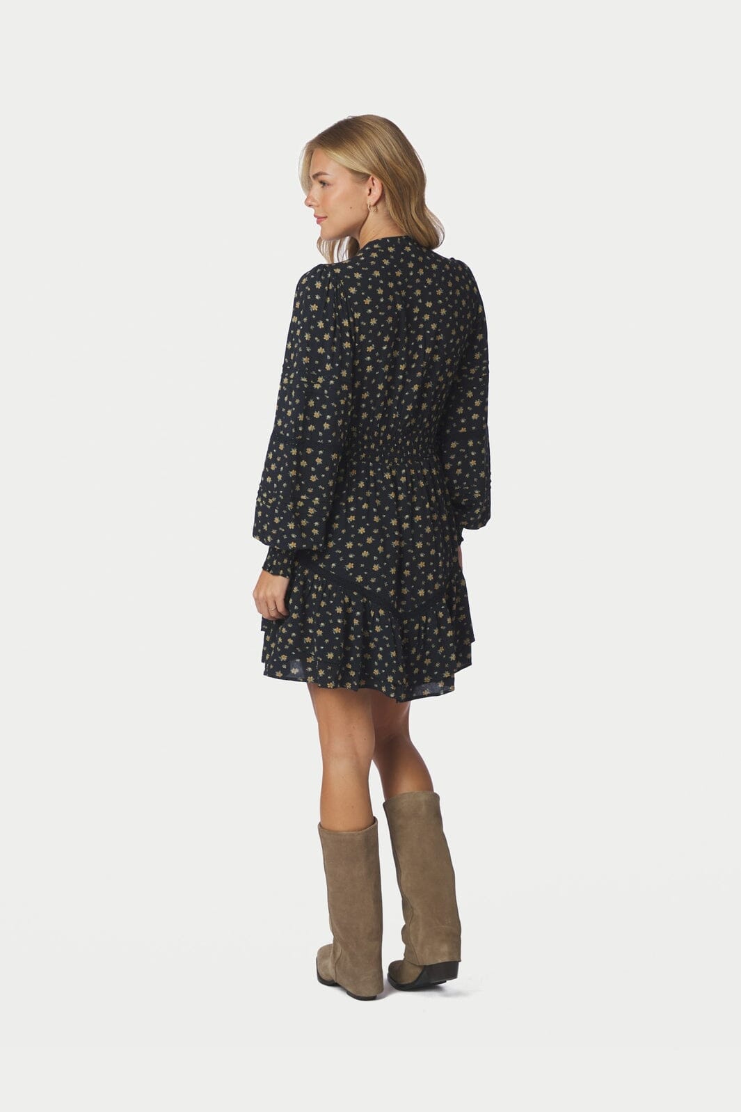 Neo Noir - Roberta Small Flower Dress 170527 - 100 - Black