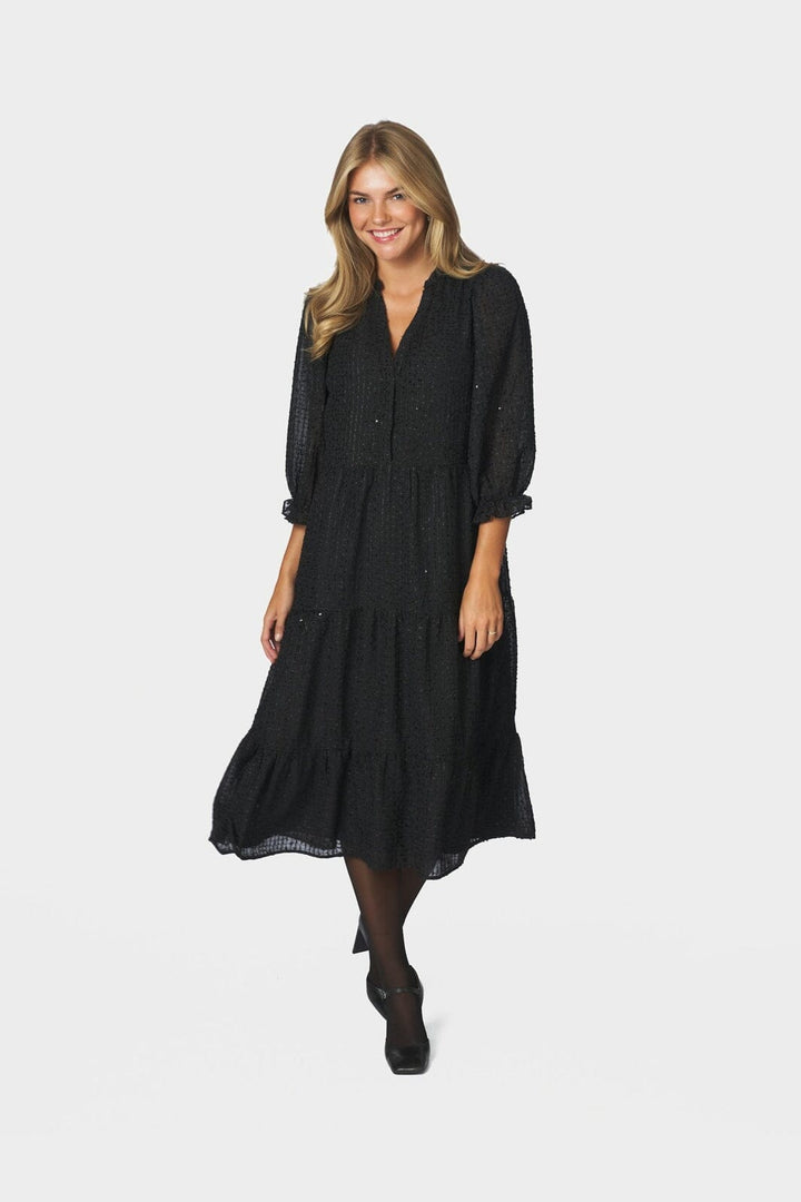 Neo Noir - Robyn Deco Chiffon Dress 171008 - 100 - Black