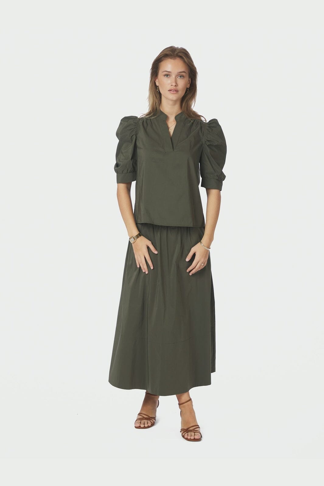 Neo Noir - Roella Poplin Blouse 164283 - 151 - Army