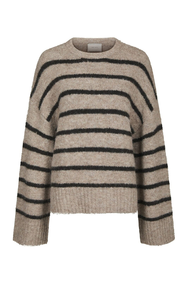 Neo Noir - Roeme Fluffy Stripe Knit 169708 - 976 - Beige Melange