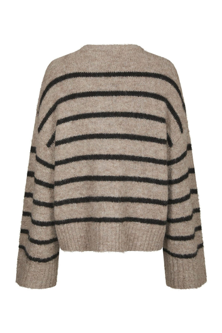 Neo Noir - Roeme Fluffy Stripe Knit 169708 - 976 - Beige Melange