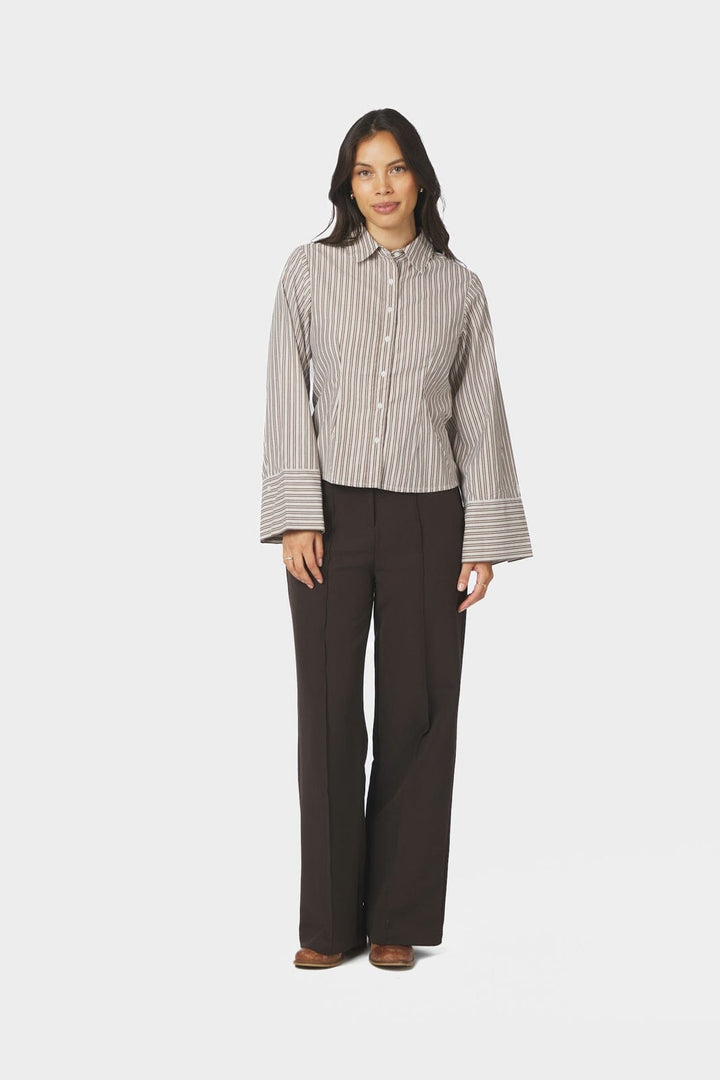 Neo Noir - Rosa Double Mix Stripe Shirt 170949 - 306 - Dusty Brown