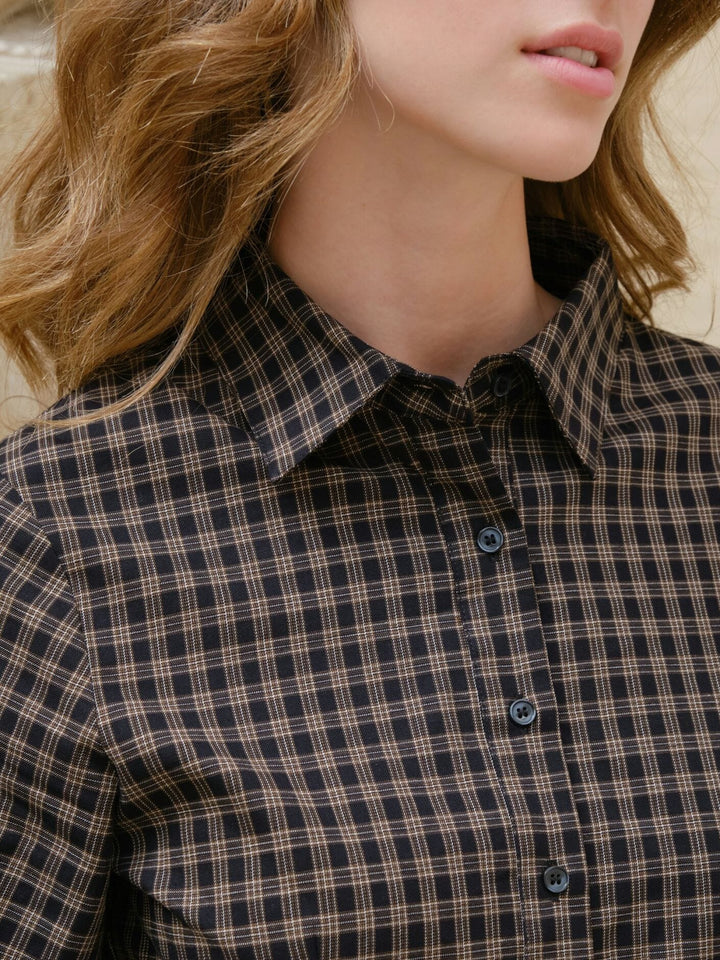 Neo Noir - Rosa Mini Check Shirt 167089 - 100 - Black Skjorter 