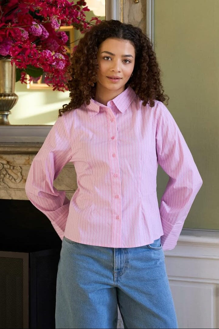 Neo Noir - Rosa Shadow Stripe Shirt 166611 - 754 - Light Pink Skjorter 