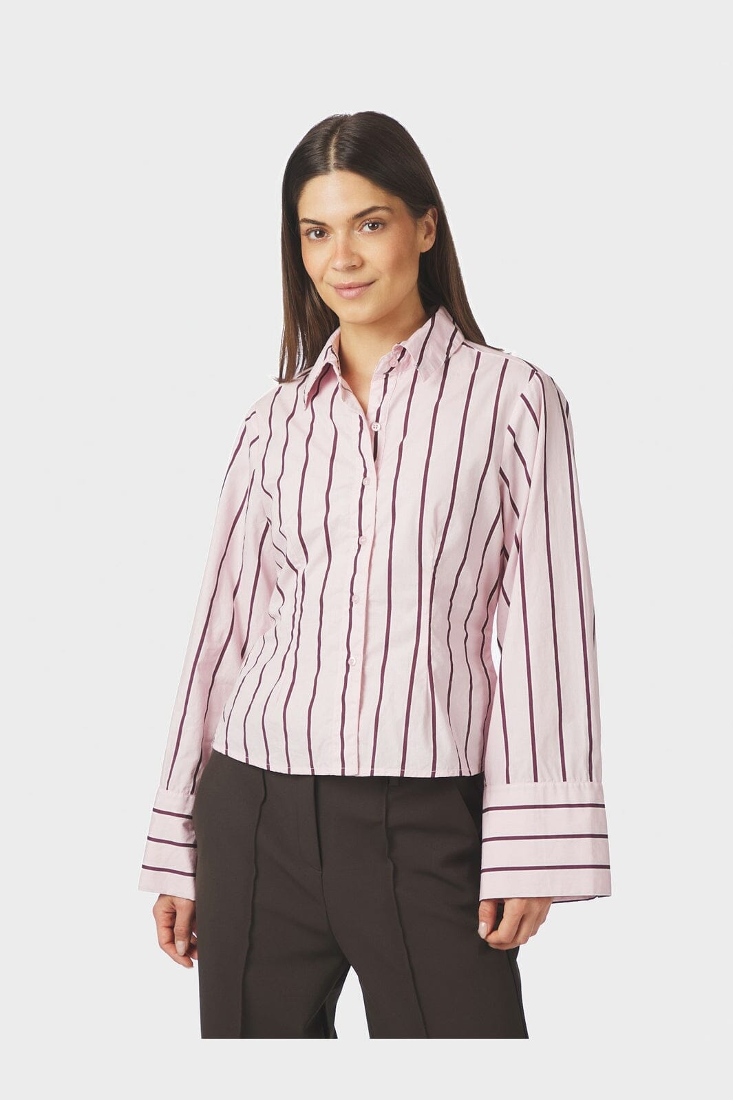 Neo Noir - Rosa Wide Stripe Shirt 169704 - 754 - Light Pink
