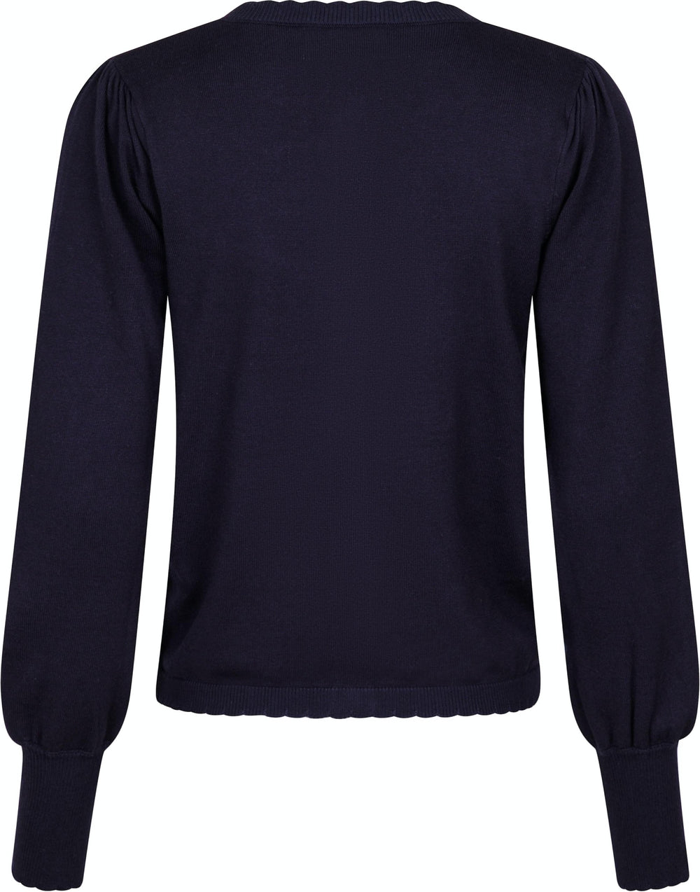 Neo Noir - Rose Scallop Knit Cardigan - Navy